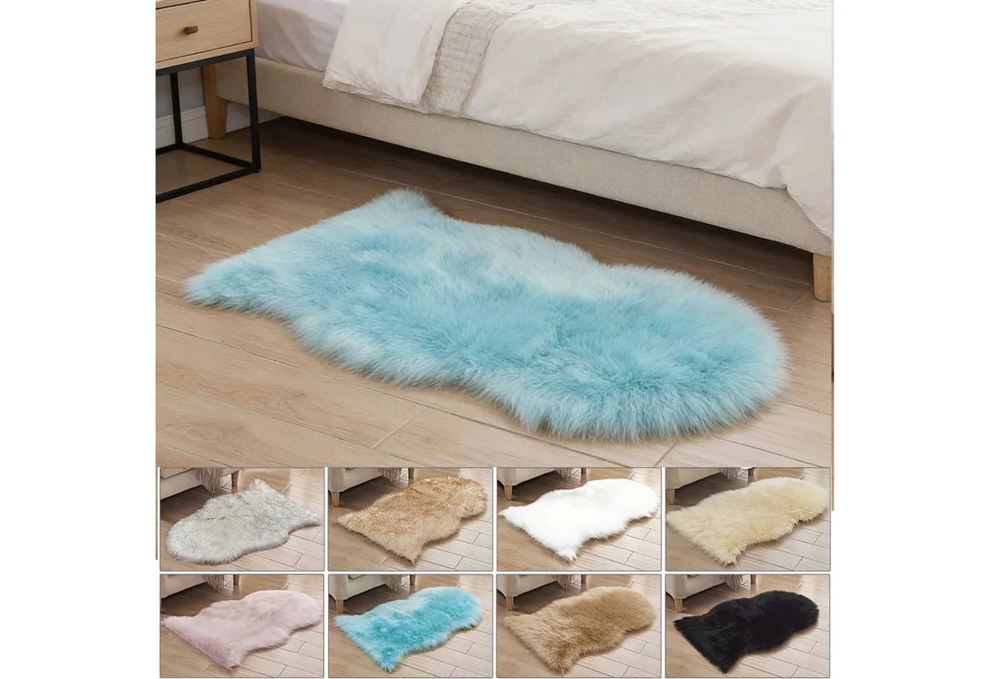 BTTO TEPP Hochflor-Teppich Blau Kunstfell Shaggy - Bild 2