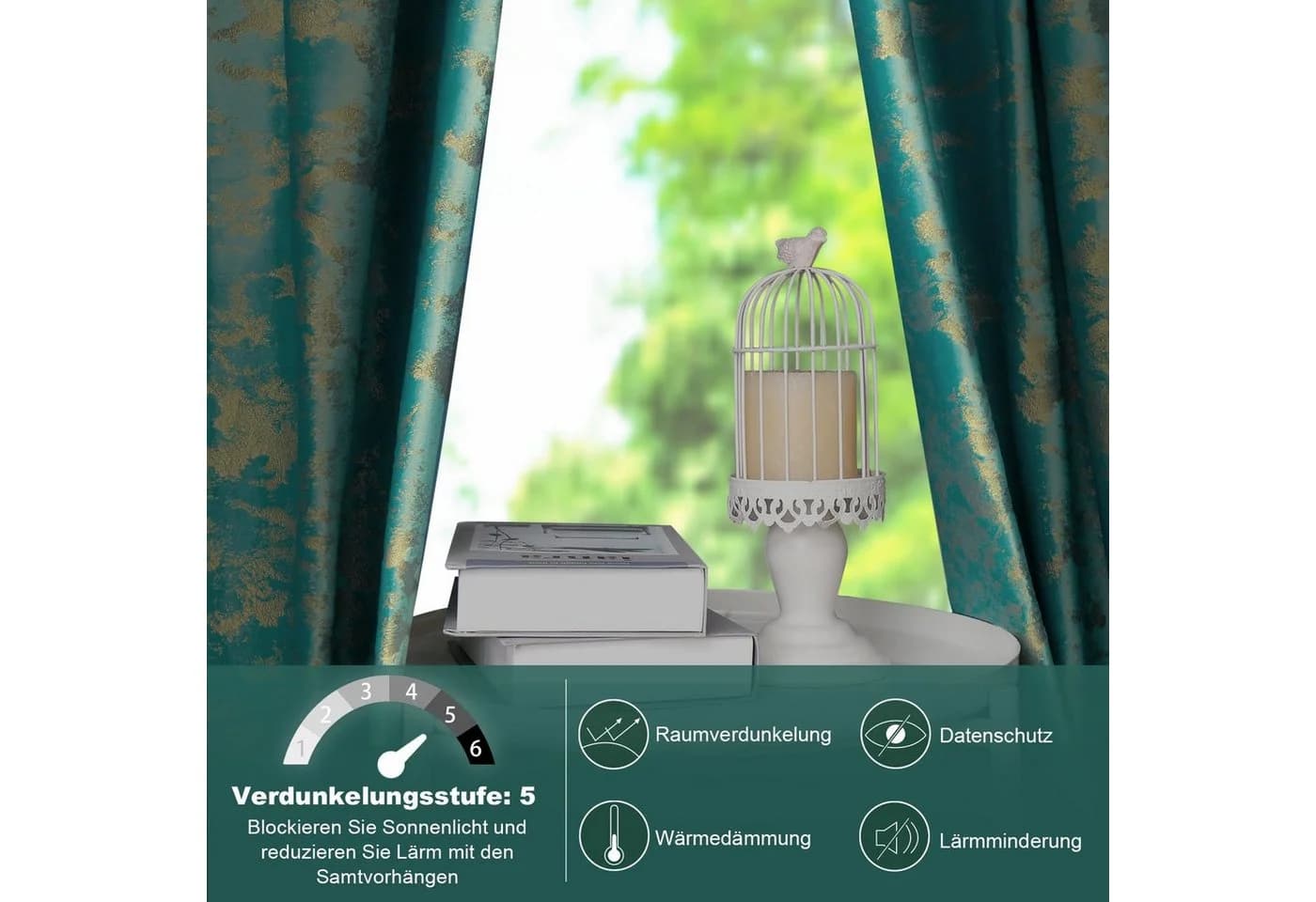 BTTO V&G Vorhang Samt Kräuselband Golddruck Verdunkelungsvorhang - Bild 4