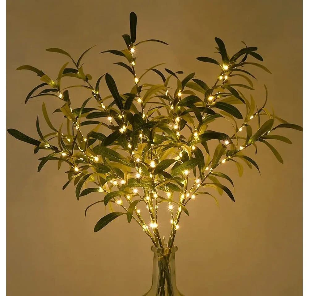MUPOO LED Dekolicht Beleuchtete Künstliche Eukalyptus & Olivenzweige Warmweiß - Bild 3