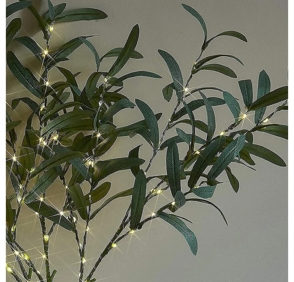 MUPOO LED Dekolicht Beleuchtete Künstliche Eukalyptus & Olivenzweige Warmweiß - Bild 4