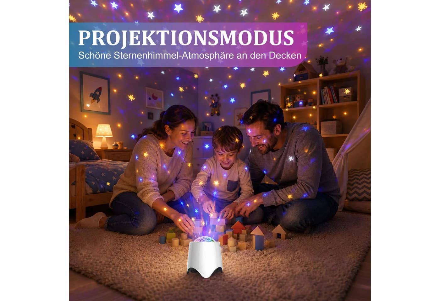 Rosnek LED Nachtlicht Sternenprojektor mit Bluetooth & 56 Lichteffekten - Bild 5