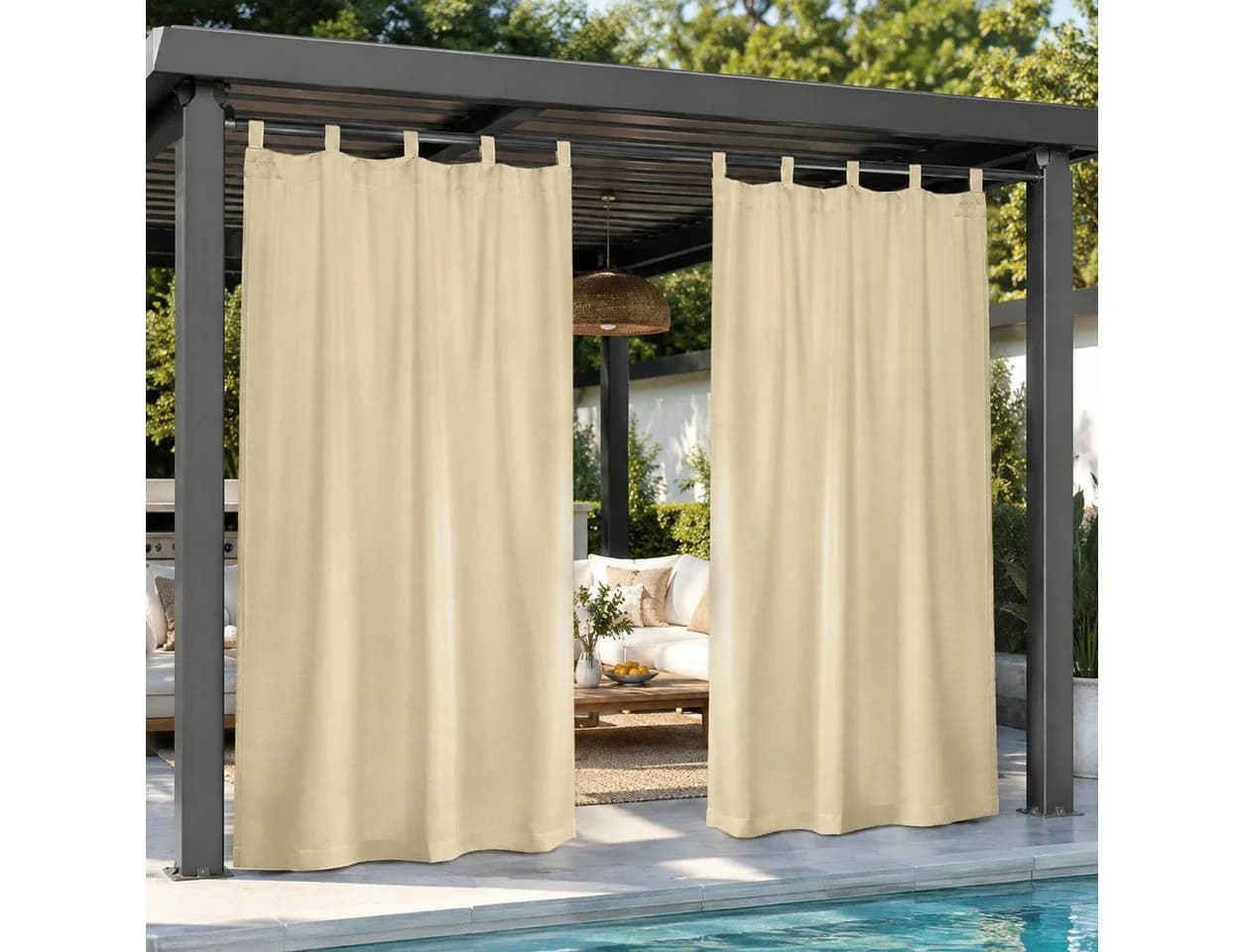 LMaxhome Outdoorvorhang wasserabweisend blickdicht beige - Bild 2