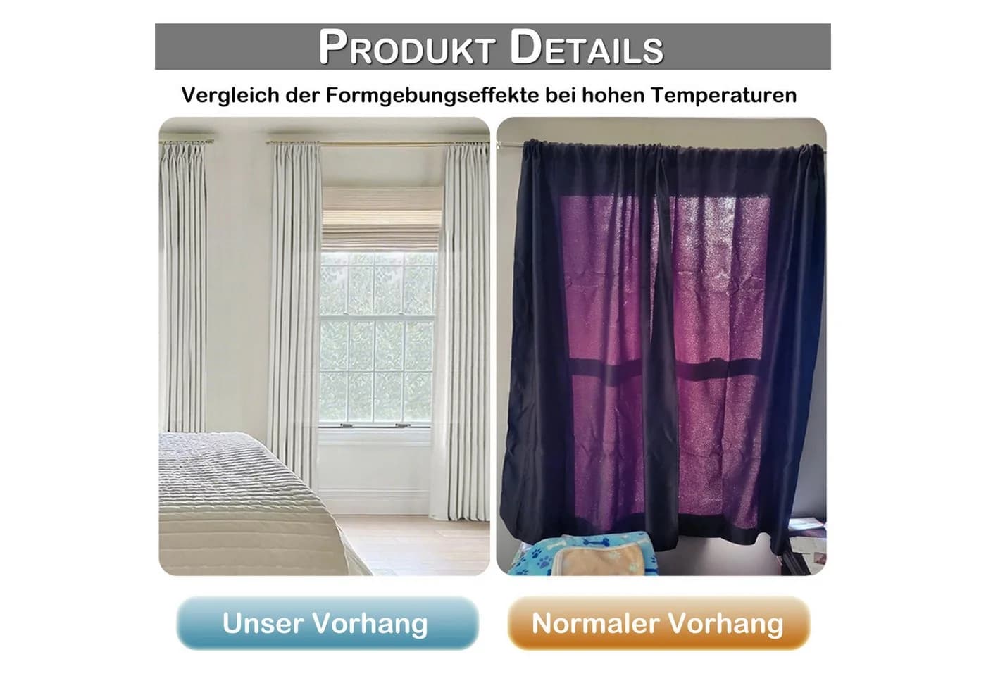 LMaxhome Vorhang 2er Set Grau Leinenoptik blickdicht mit Haken & Ringen - Bild 3
