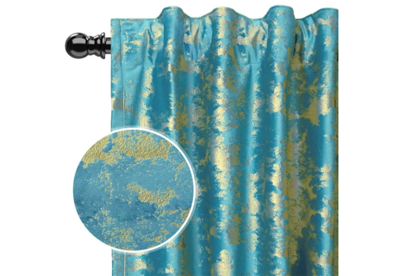 LMaxhome Verdunkelungsvorhang 2er Set Samt Goldmuster Polyester - Bild 2