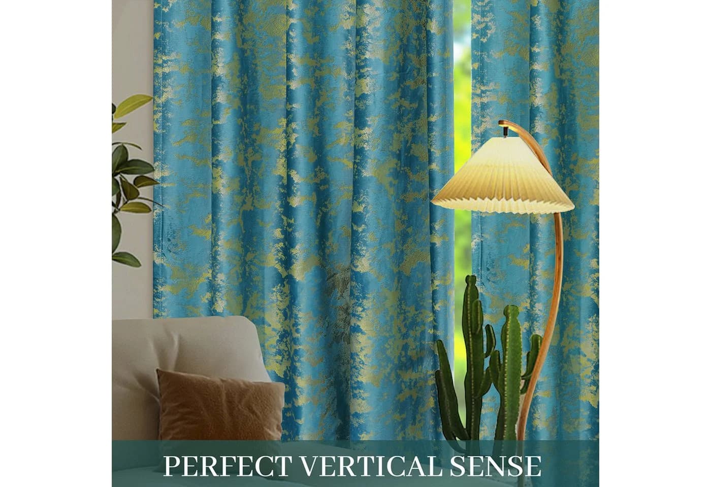 LMaxhome Verdunkelungsvorhang 2er Set Samt Goldmuster Polyester - Bild 4