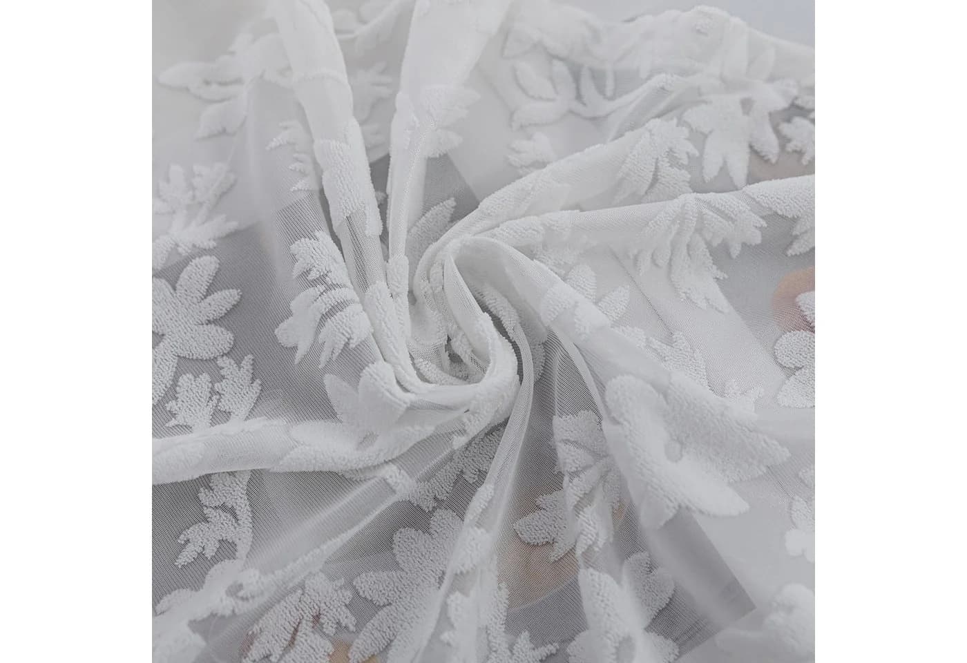 Qelus Vorhang 3D Jacquard Voile Weiß 2er Set mit Stangentasche & Haken - Bild 5
