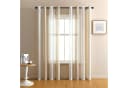 Qelus Vorhang Moderne Streifen-Voilegardinen 2er-Set Beige Grau Braun Bild 2