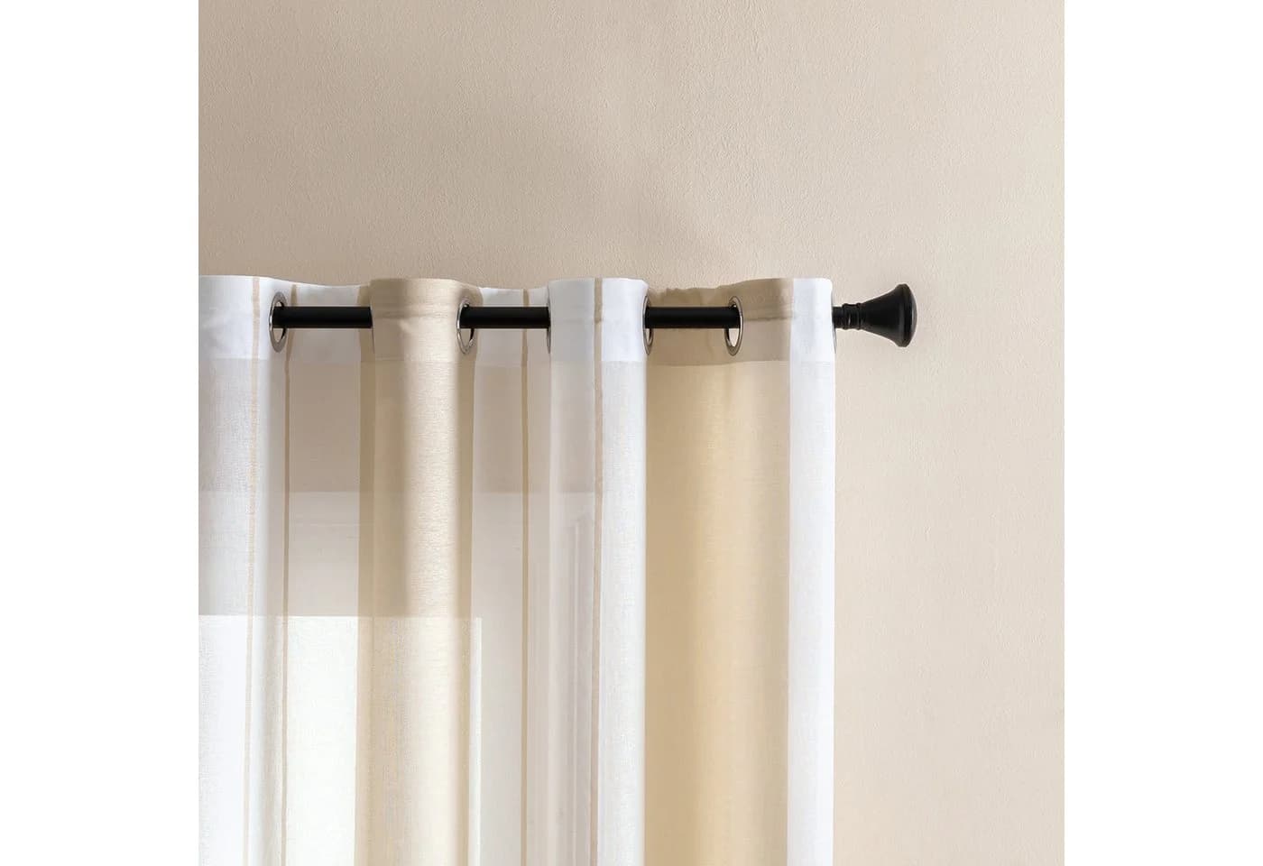 Qelus Vorhang Moderne Streifen-Voilegardinen 2er-Set Beige Grau Braun - Bild 3