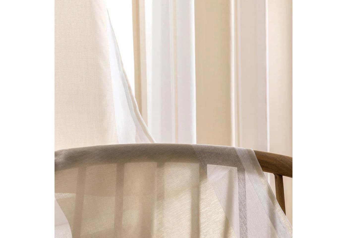 Qelus Vorhang Moderne Streifen-Voilegardinen 2er-Set Beige Grau Braun - Bild 5