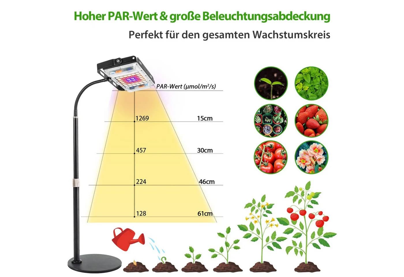 Rosnek Pflanzenlampe Vollspektrum-LED mit Timer & Dimmer - Bild 5