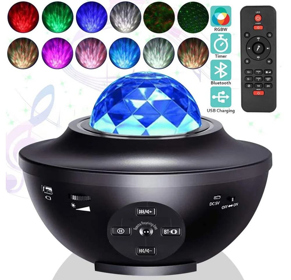Sunicol LED-Sternenhimmel Galaxy Projektor mit Bluetooth Lautsprecher, 21 Lichtmodi, Schwarz - Bild 2