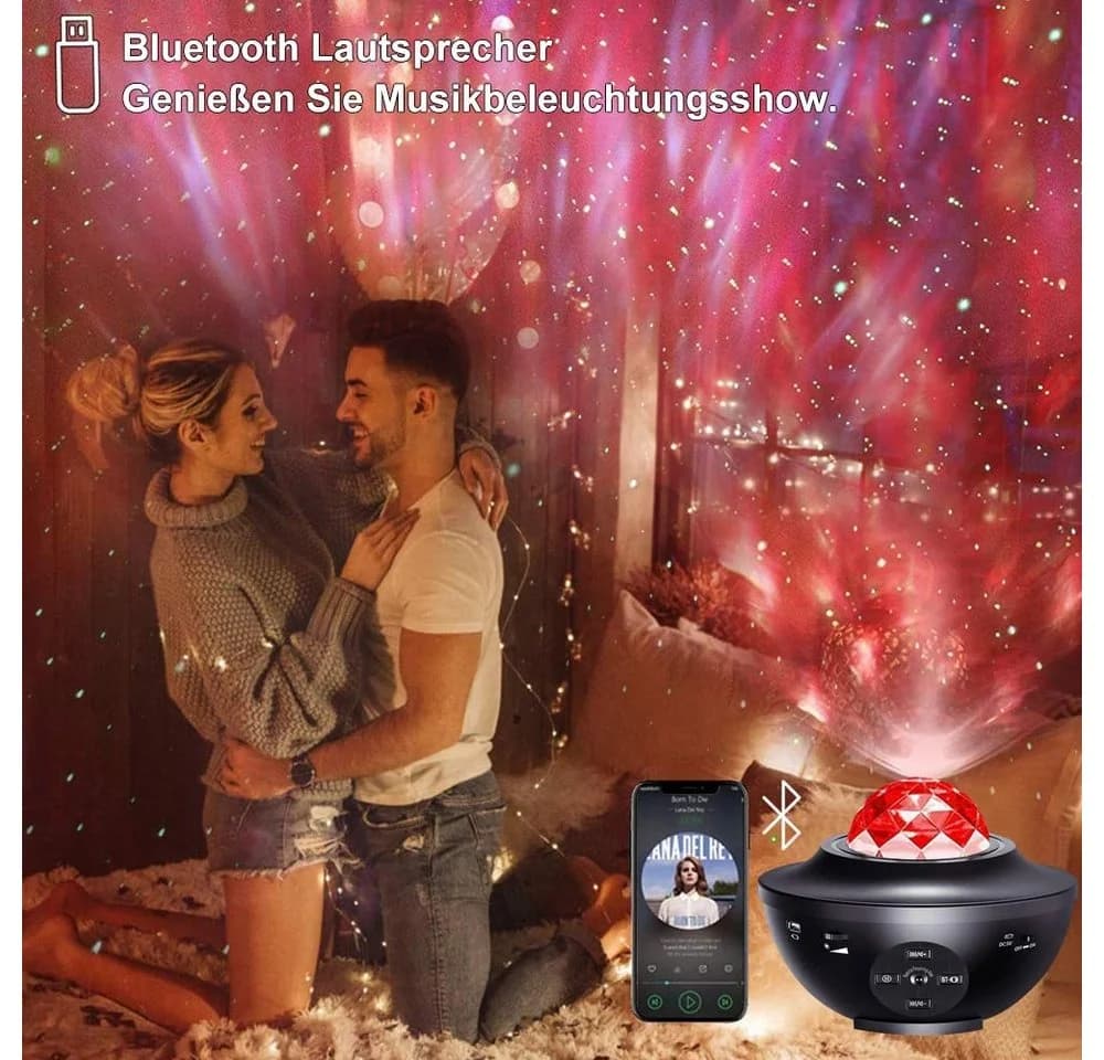 Sunicol LED-Sternenhimmel Galaxy Projektor mit Bluetooth Lautsprecher, 21 Lichtmodi, Schwarz - Bild 4