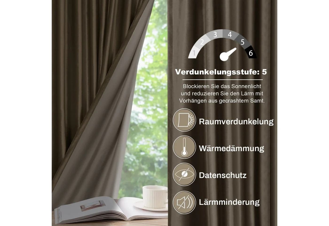Sunicol Samtvorhang Blickdicht Thermo Kräuselband 2er Set - Bild 5