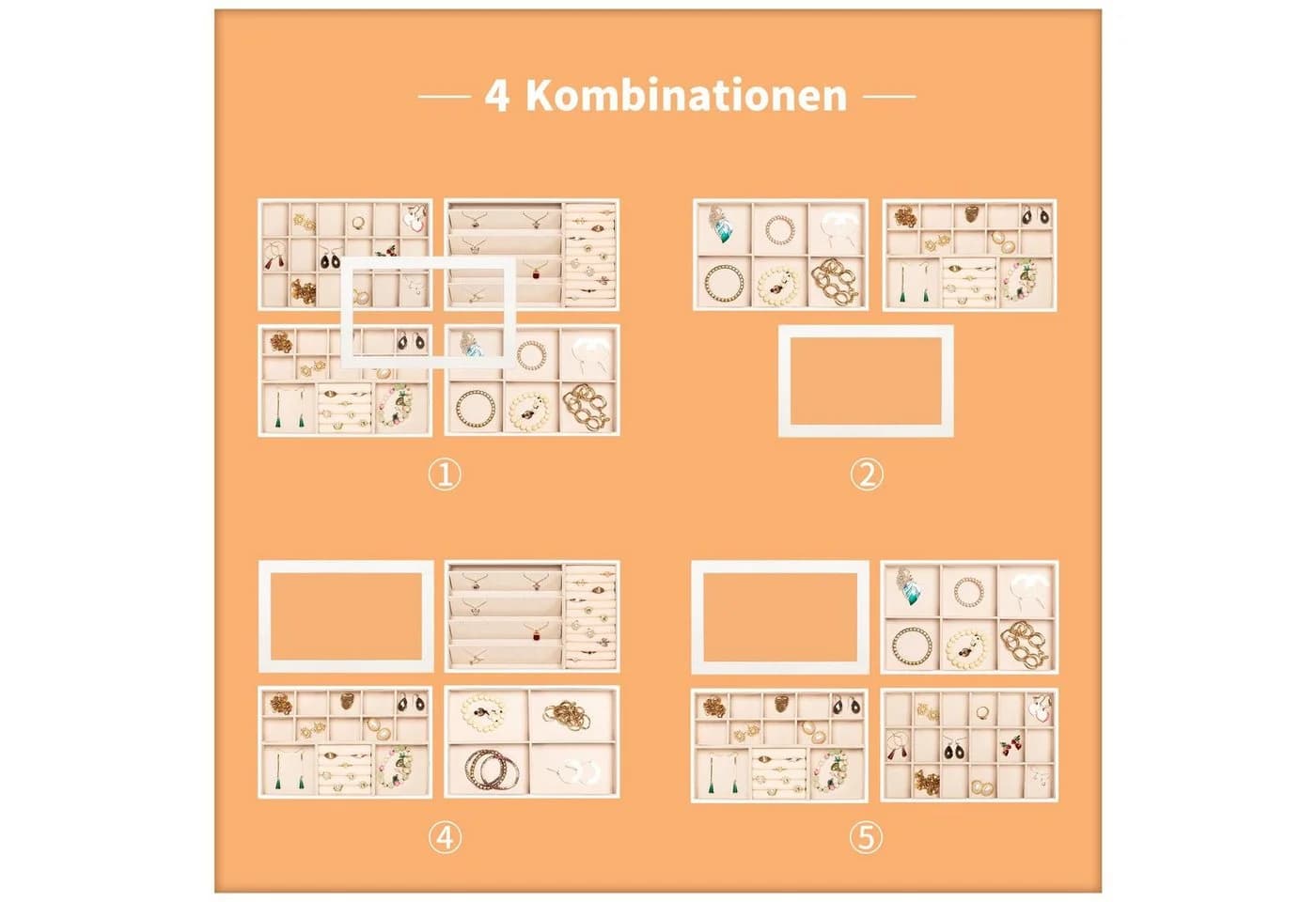 AdelDream Schmuckkasten Weiß 4-in-1 Multifunktional - Bild 5