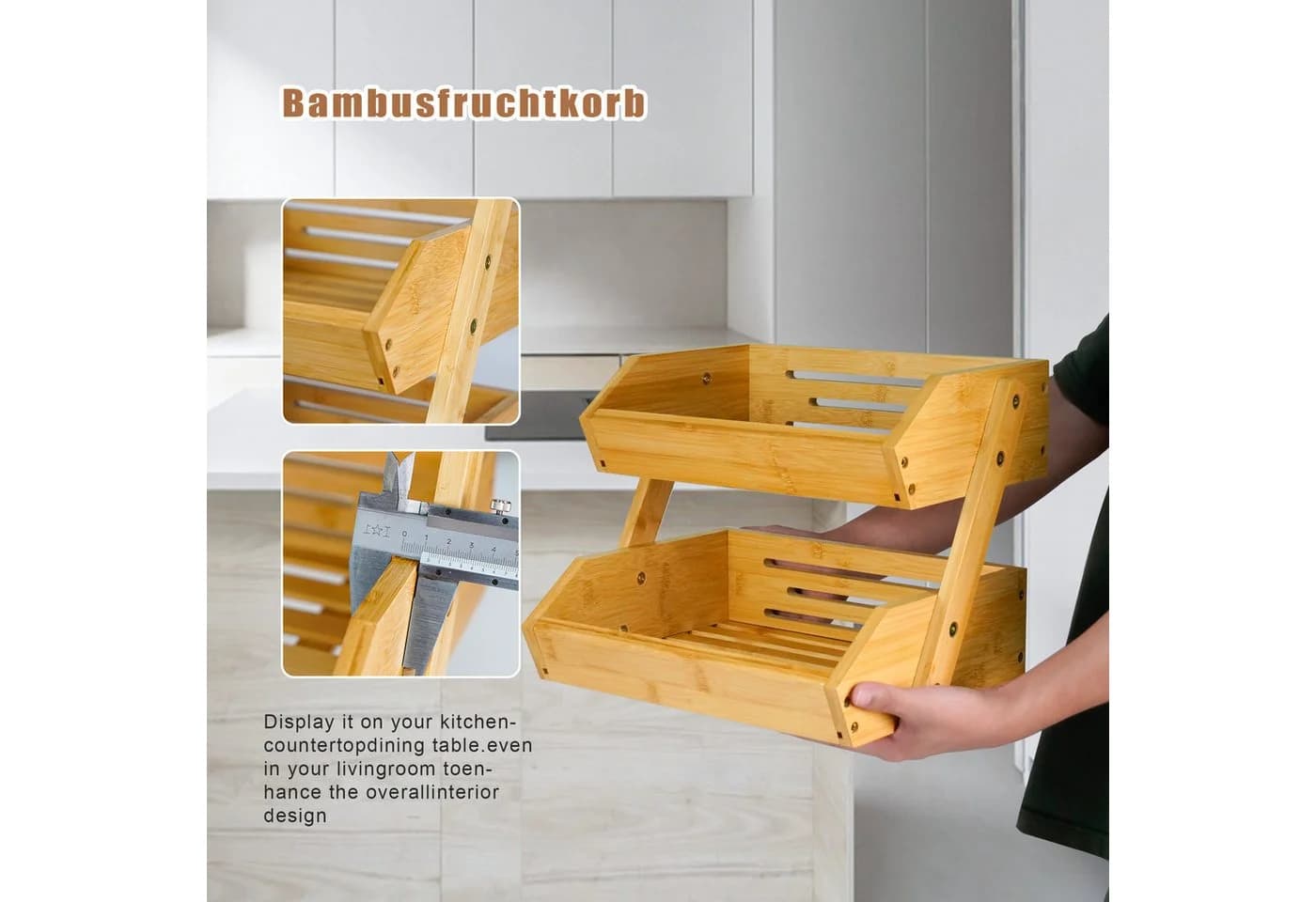 AdelDream Obstschale Bambus-Obstkorb Servierkorb Snack-Ausstellungsständer