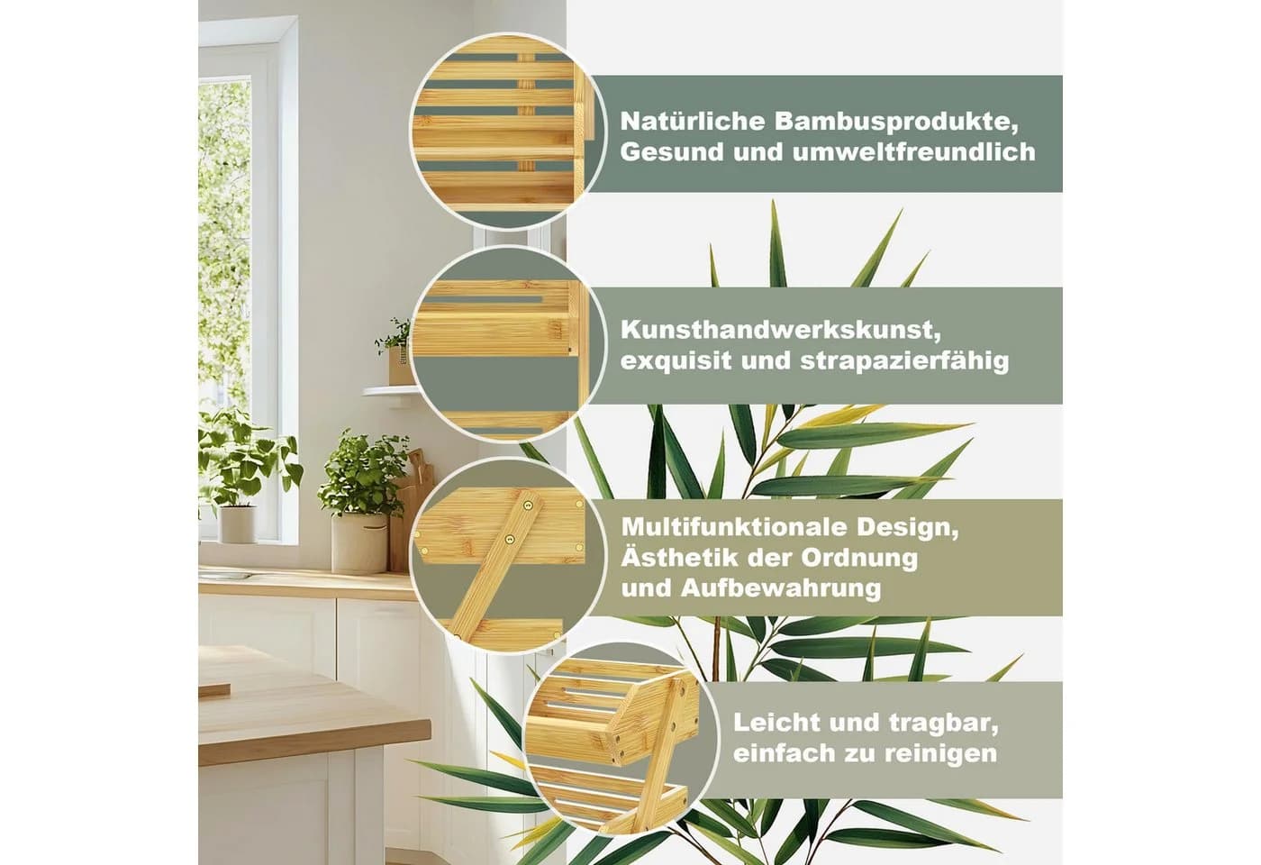 AdelDream Obstschale Bambus-Obstkorb Servierkorb Snack-Ausstellungsständer - Bild 4