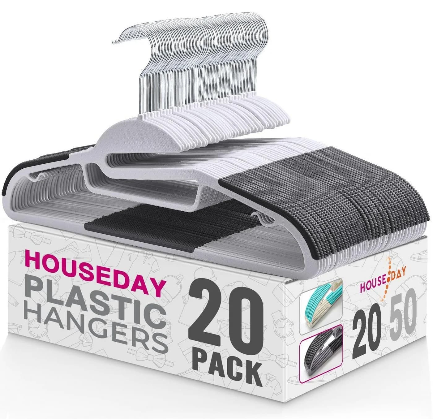 House Day Kleiderbügel 20-tlg. Grau Kunststoff Rutschfest - Bild 2