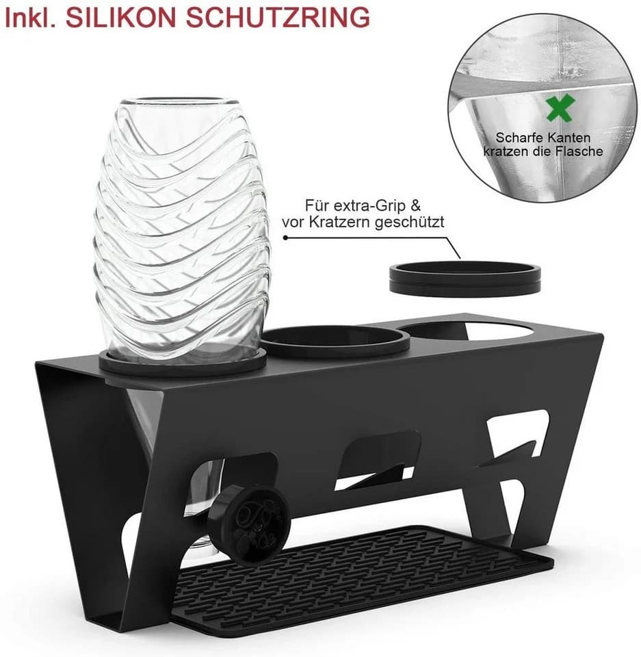 Rainsworth Edelstahl Flaschenhalter mit Abtropfmatte & Silikonschutzringen - Bild 5