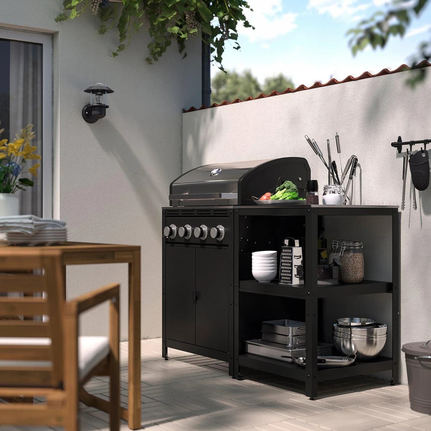 IKEA GRILLSKÄR Gasgrill mit Kücheninsel Edelstahl Grau