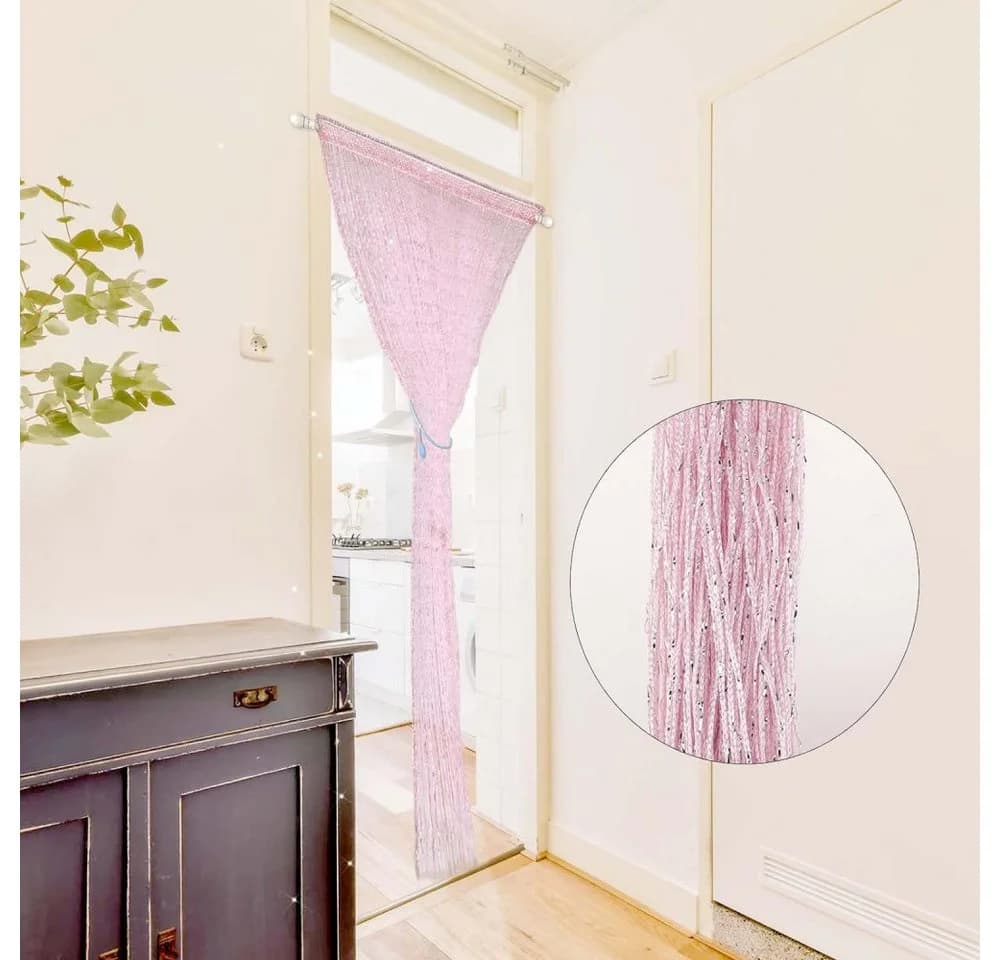 FELIXLEO Türvorhang Boho Pailletten Rosa