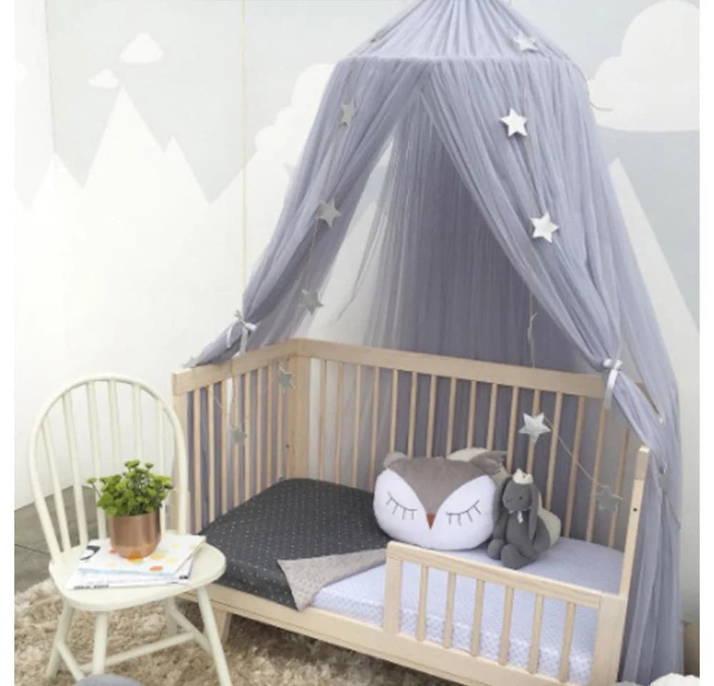 FELIXLEO Betthimmel Baldachin Grau Schlossdesign Kinderzimmer Deko