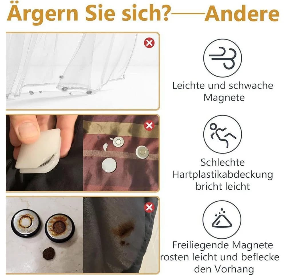 FELIXLEO Duschvorhang-Gewichte 5-tlg. Silikonbeschichtete Starke Magnete - Bild 5