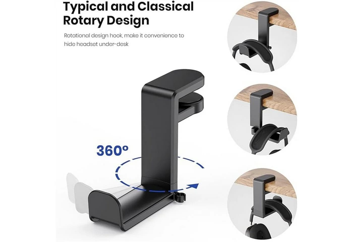 FELIXLEO Kopfhörerständer Gaming Headset Halter Schwarz 360-Grad-Schwenk - Bild 3
