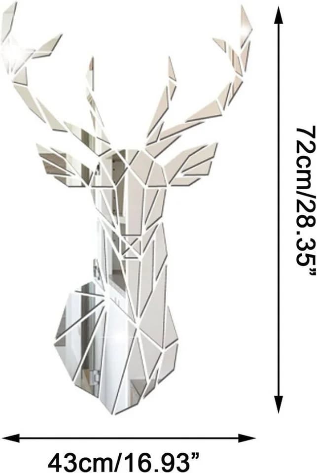 FELIXLEO 3D Wandspiegel Hirsch Acryl Selbstklebend Silber - Bild 5