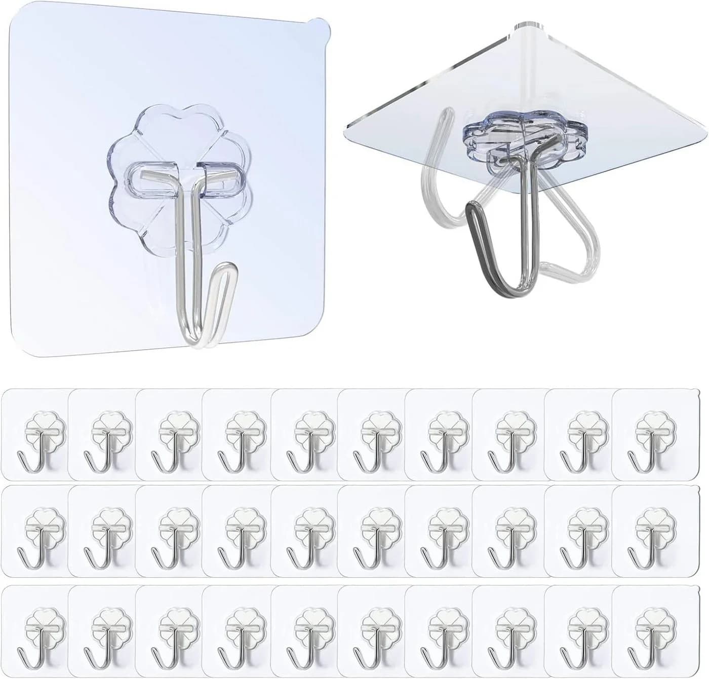 FELIXLEO 30x Selbstklebende Gardinenhaken Transparent Ohne Bohren - Bild 2