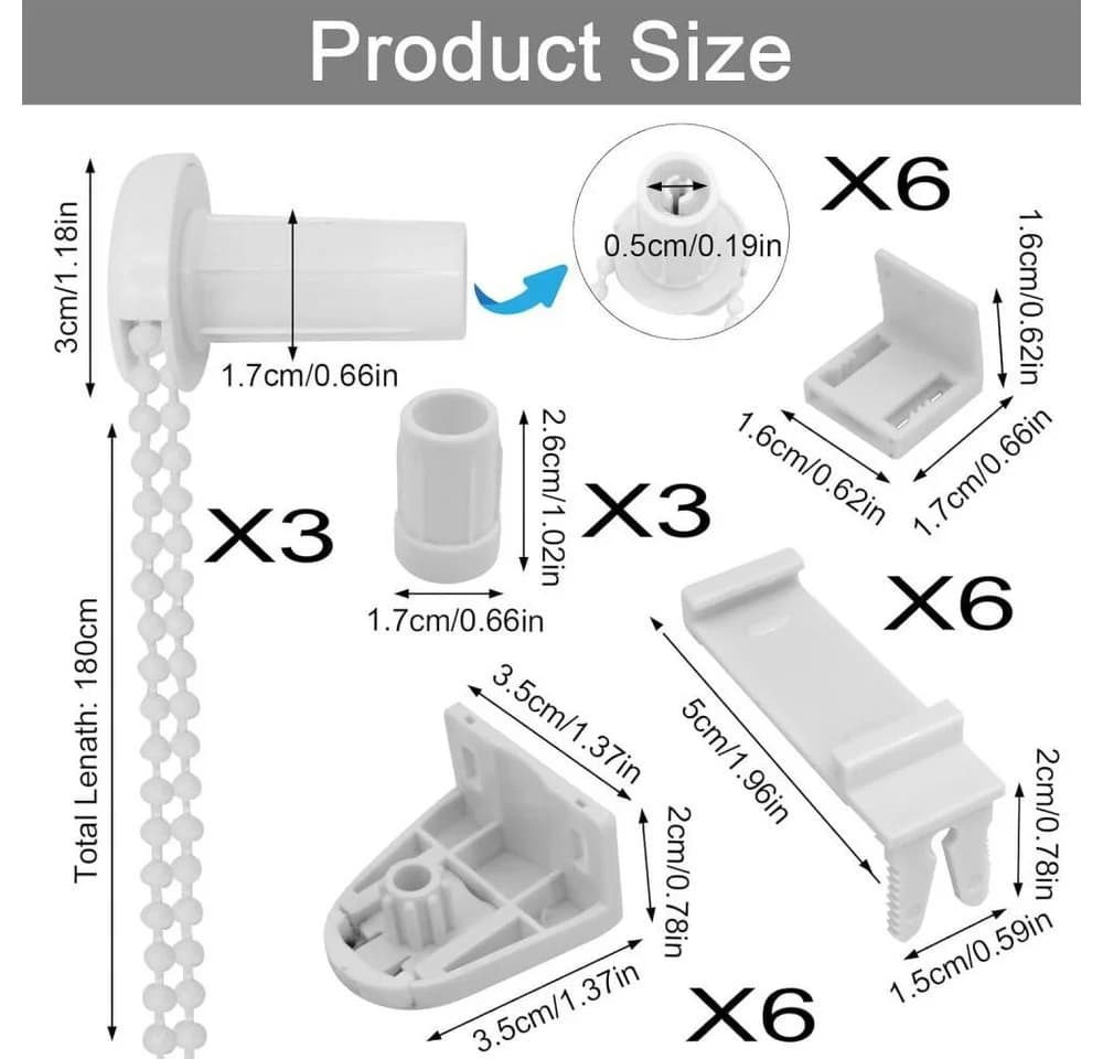 FELIXLEO Rollo Ersatzteile Set 17mm Halterungen Weiß