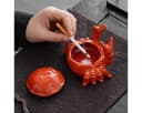 FELIXLEO Aschekasten Krabbenform Orange mit Deckel Bild 4