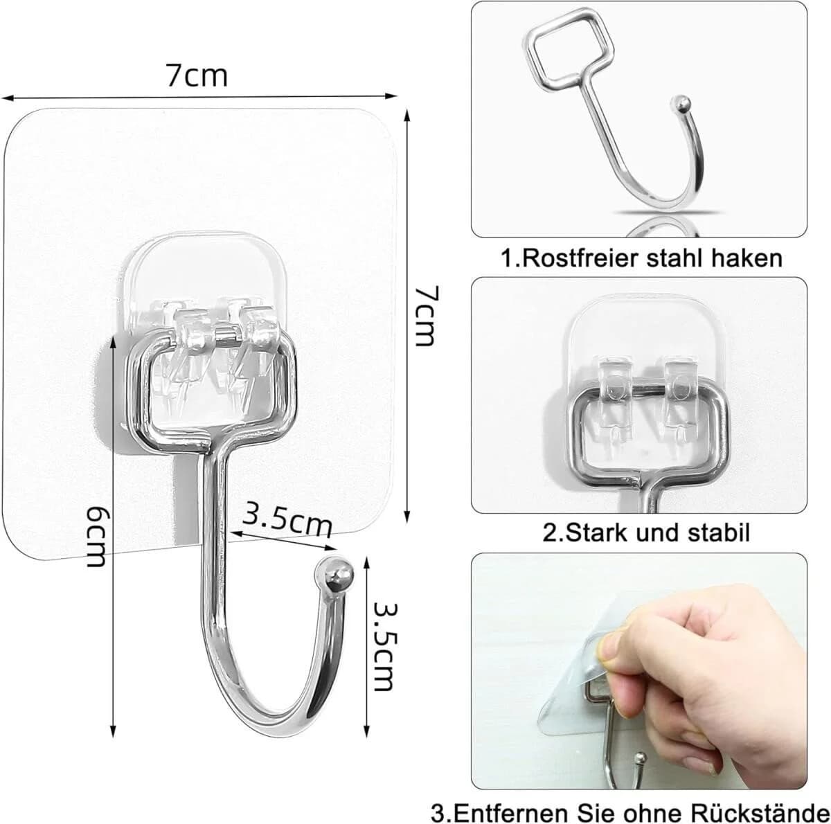 FELIXLEO Gardinenhaken 8 Stück Selbstklebend Transparent