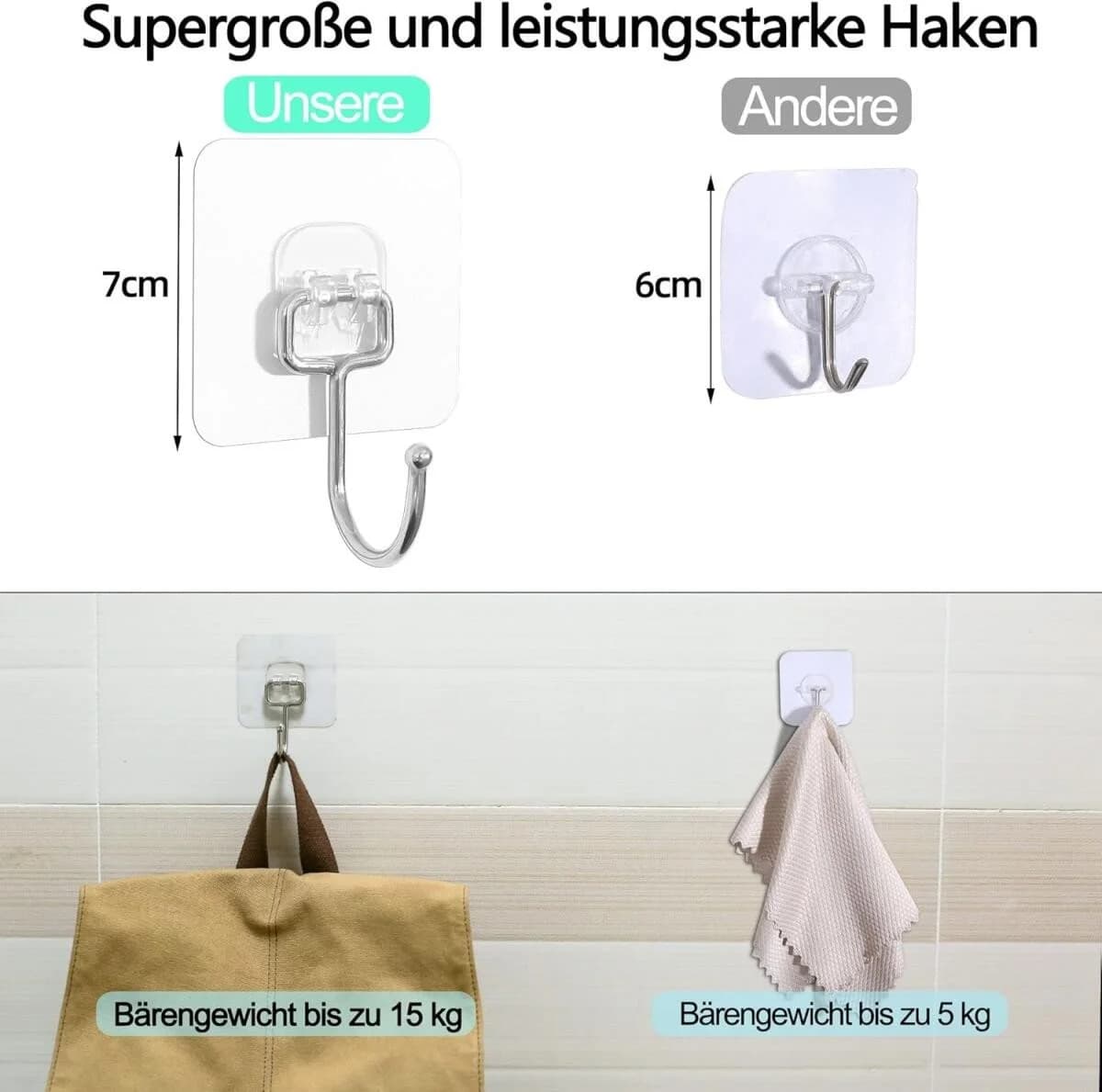 FELIXLEO Gardinenhaken 8 Stück Selbstklebend Transparent - Bild 4