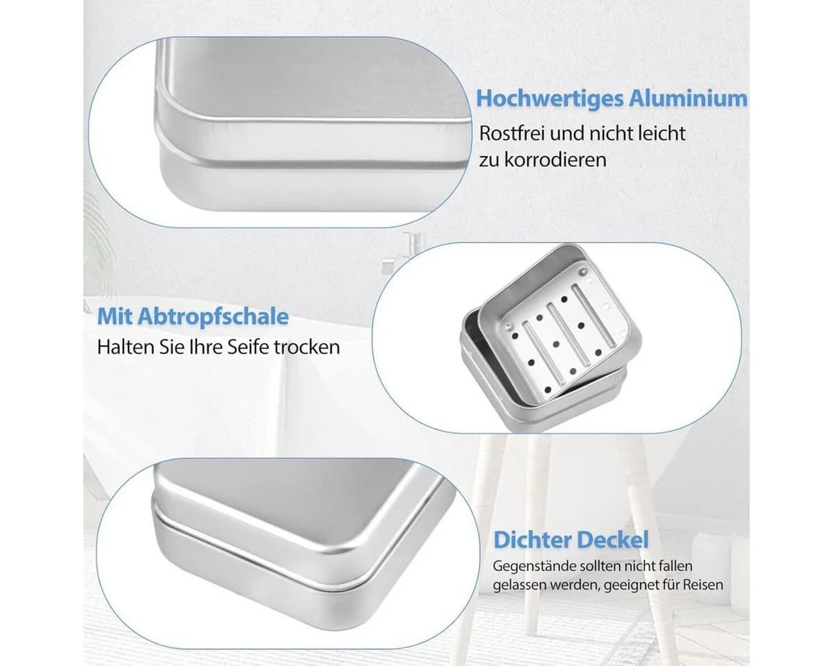 FELIXLEO Seifenablage 2 Stück Aluminium Seifendose Reise Wasserdicht - Bild 4