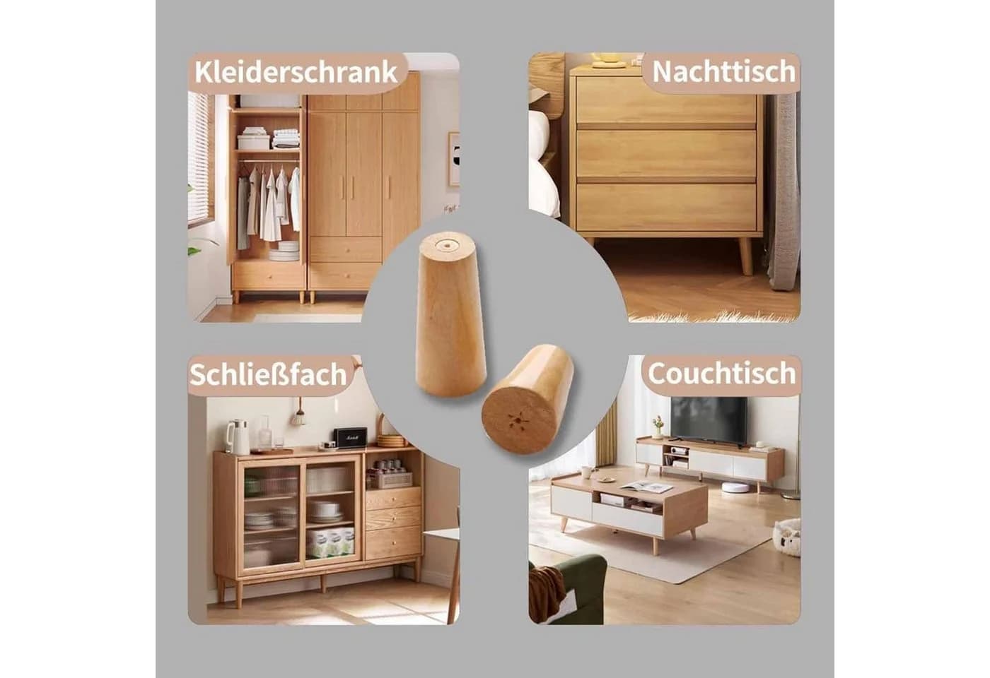FELIXLEO Möbelfuß 4er Holz 10cm Konisch - Bild 4