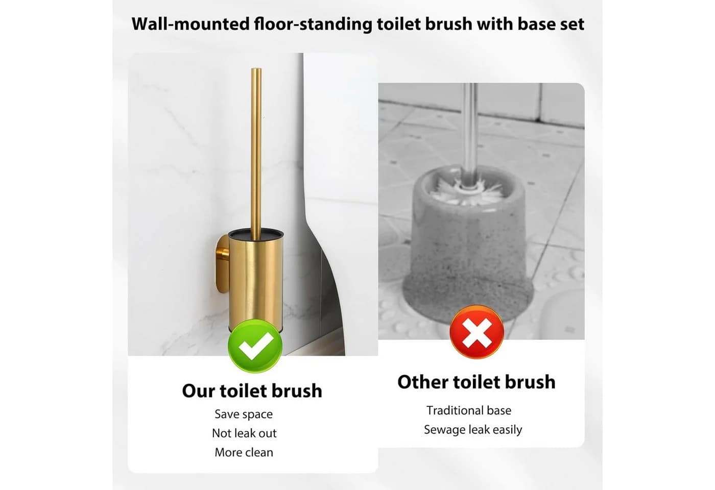 FELIXLEO WC-Reinigungsbürste mit Halter Edelstahl Gold - Bild 5