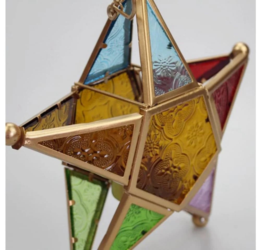 FELIXLEO Hängekerzenhalter Glas Sternform Schwarz Marokkanisch