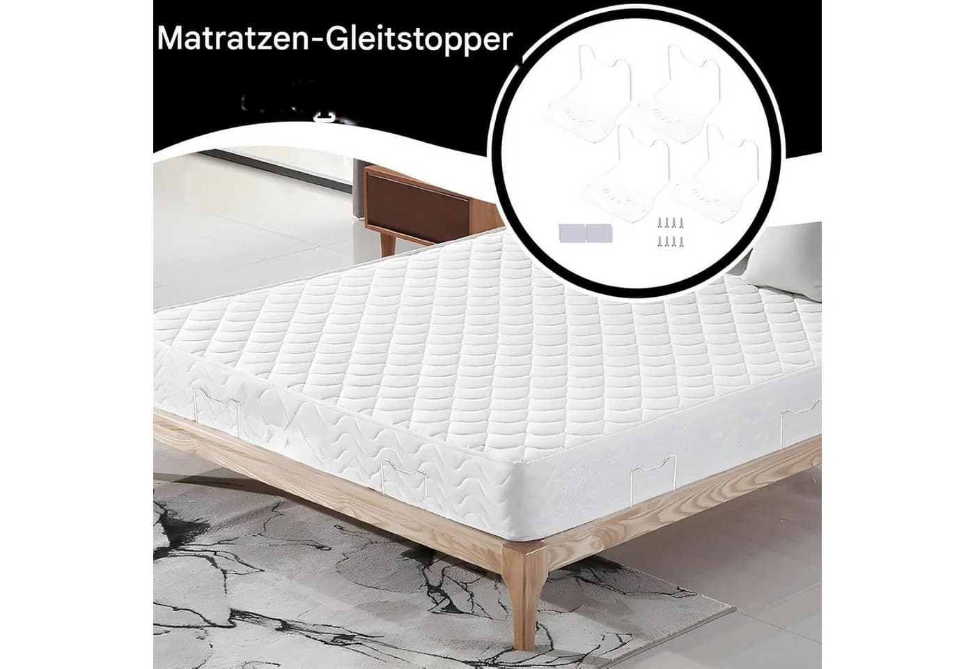 FELIXLEO Matratzenhalter 4 Stück Schwarz Rutschfest - Bild 5