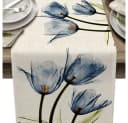 FELIXLEO Tischläufer Blau Floral Leinen 33x180cm Bild 2