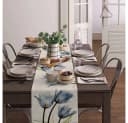 FELIXLEO Tischläufer Blau Floral Leinen 33x180cm Bild 3