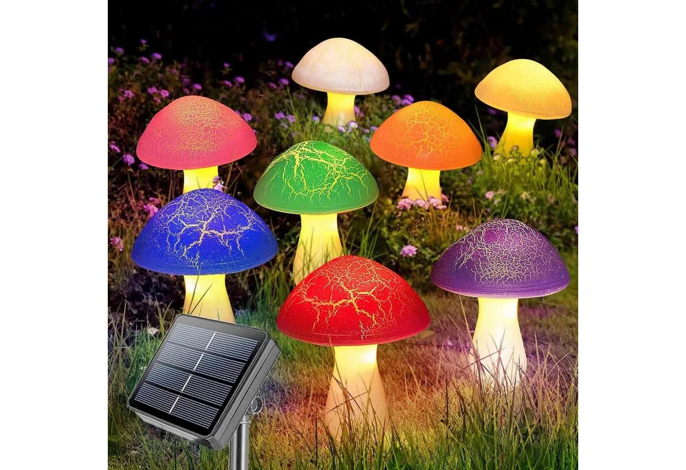 FELIXLEO LED Solarleuchte 8 Stk Pilz Cracked Style Garten Deko - Bild 2