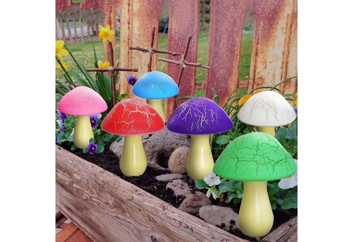 FELIXLEO LED Solarleuchte 8 Stk Pilz Cracked Style Garten Deko - Bild 3