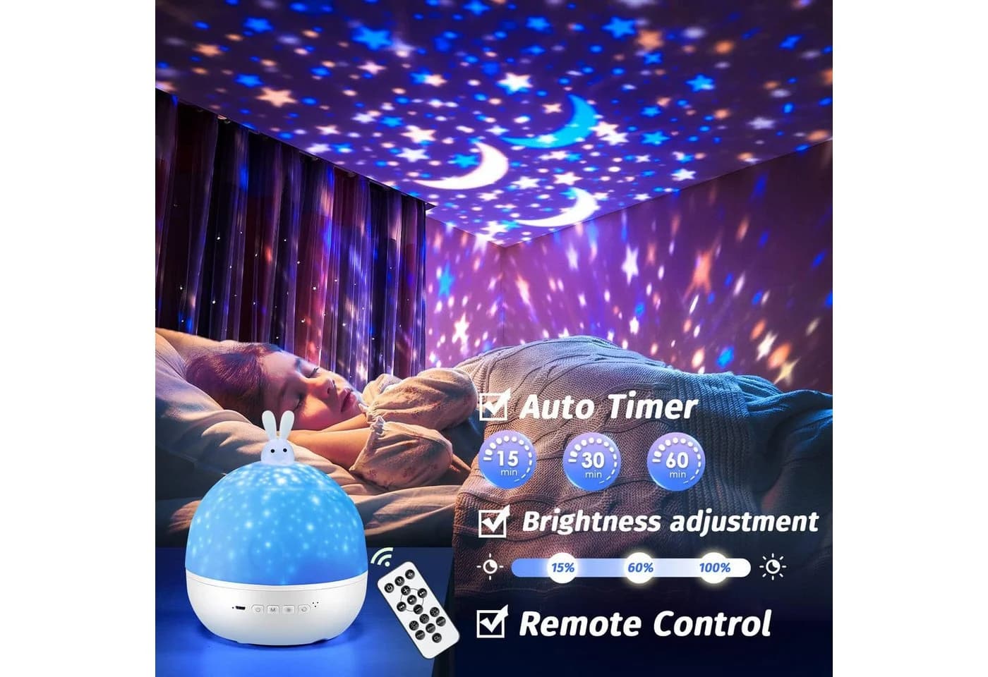 FELIXLEO LED Nachtlicht Sternenhimmel Projektor Bluetooth Fernbedienung - Bild 3