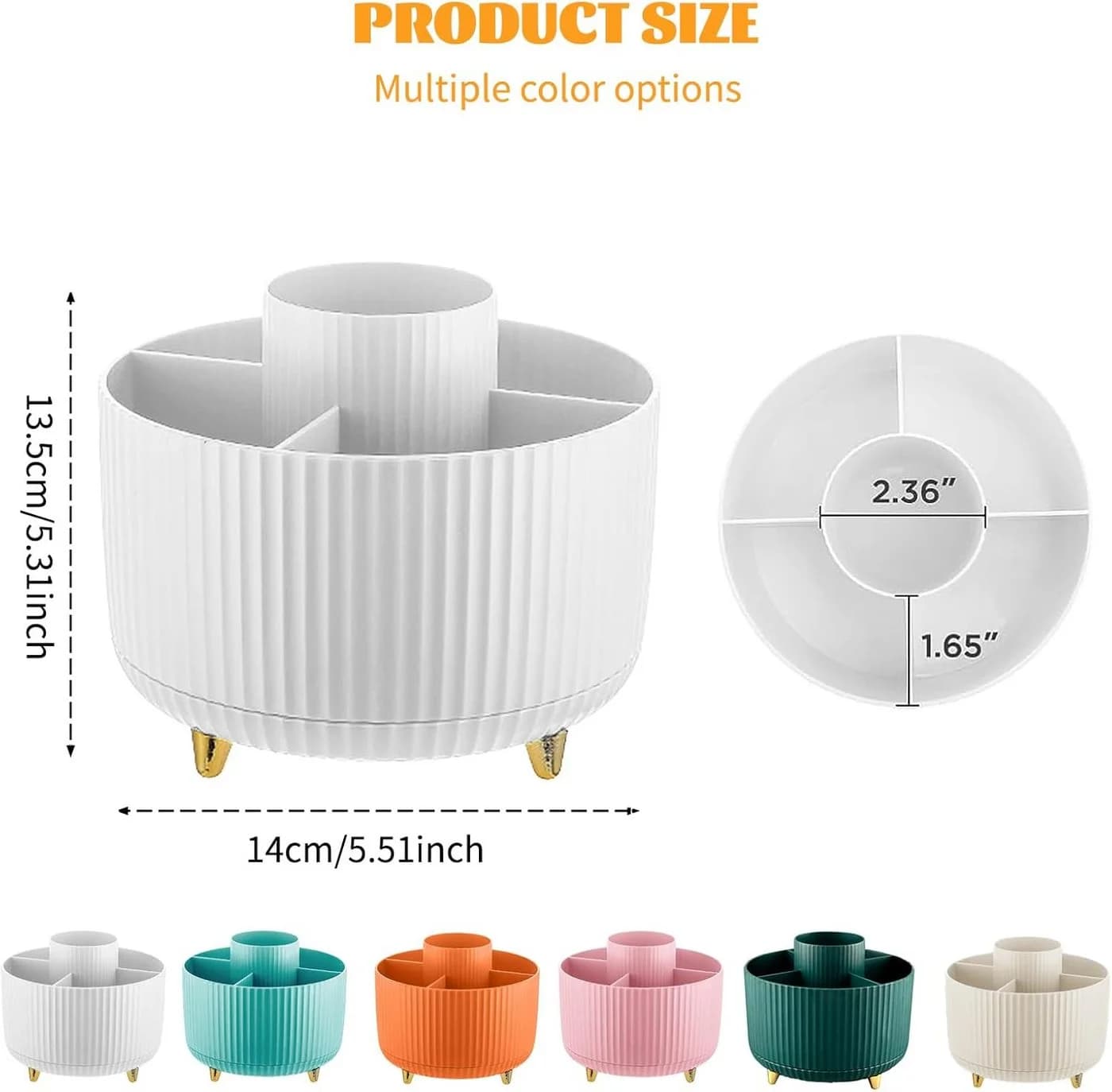 FELIXLEO Kosmetik Organizer 360° drehbar 5 Fächer Weiß - Bild 4