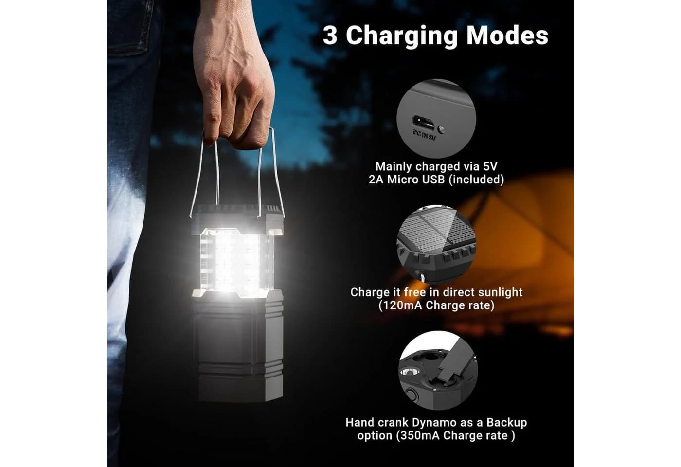 FELIXLEO Tragbare LED-Campinglamte mit Solar & Powerbank - Bild 4