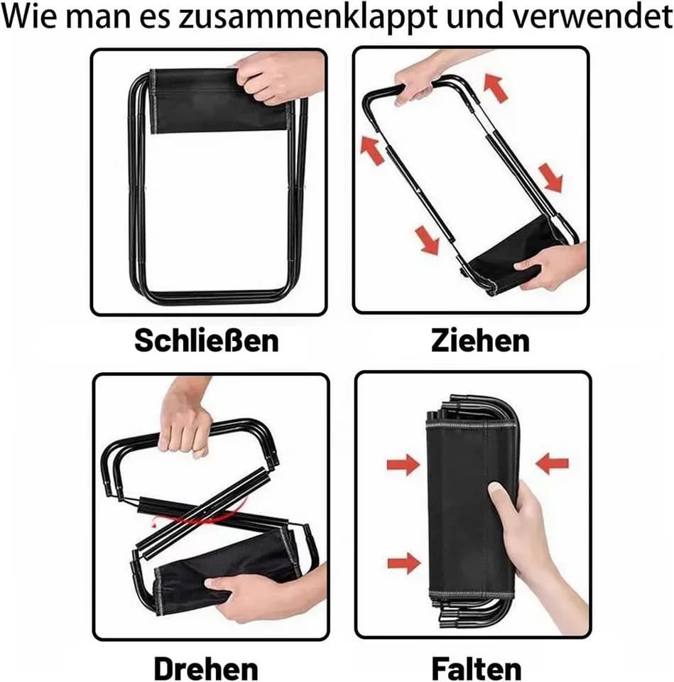 FELIXLEO Faltbarer Klapphocker Schwarz 200kg Tragkraft - Bild 3