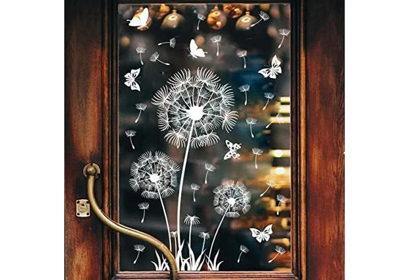 FELIXLEO Fensterbild Pusteblume Weiß Blumen Schmetterling Deko