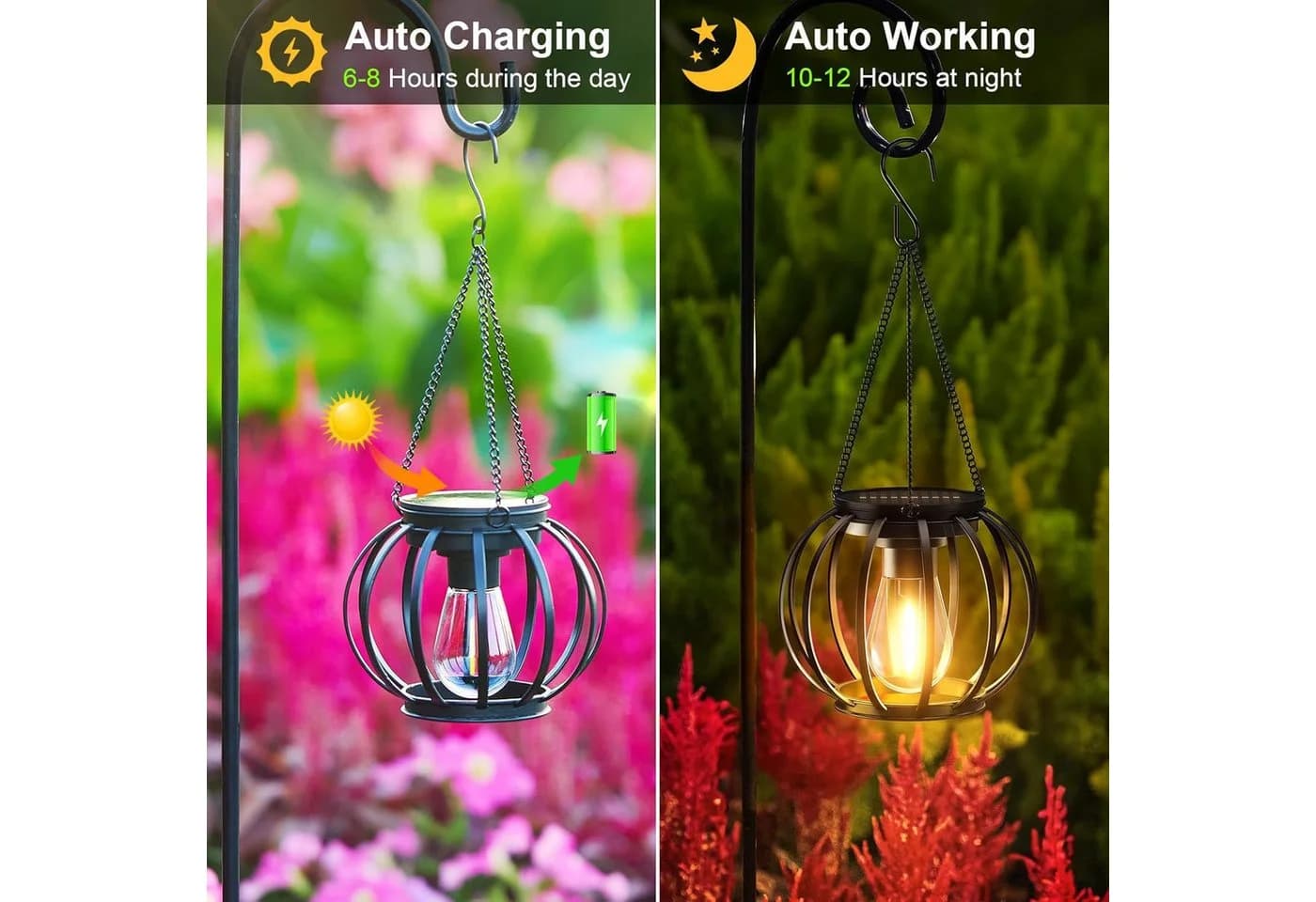 FELIXLEO Solar Hängelampen 2 Stück Metall Laternen Garten LED IP65