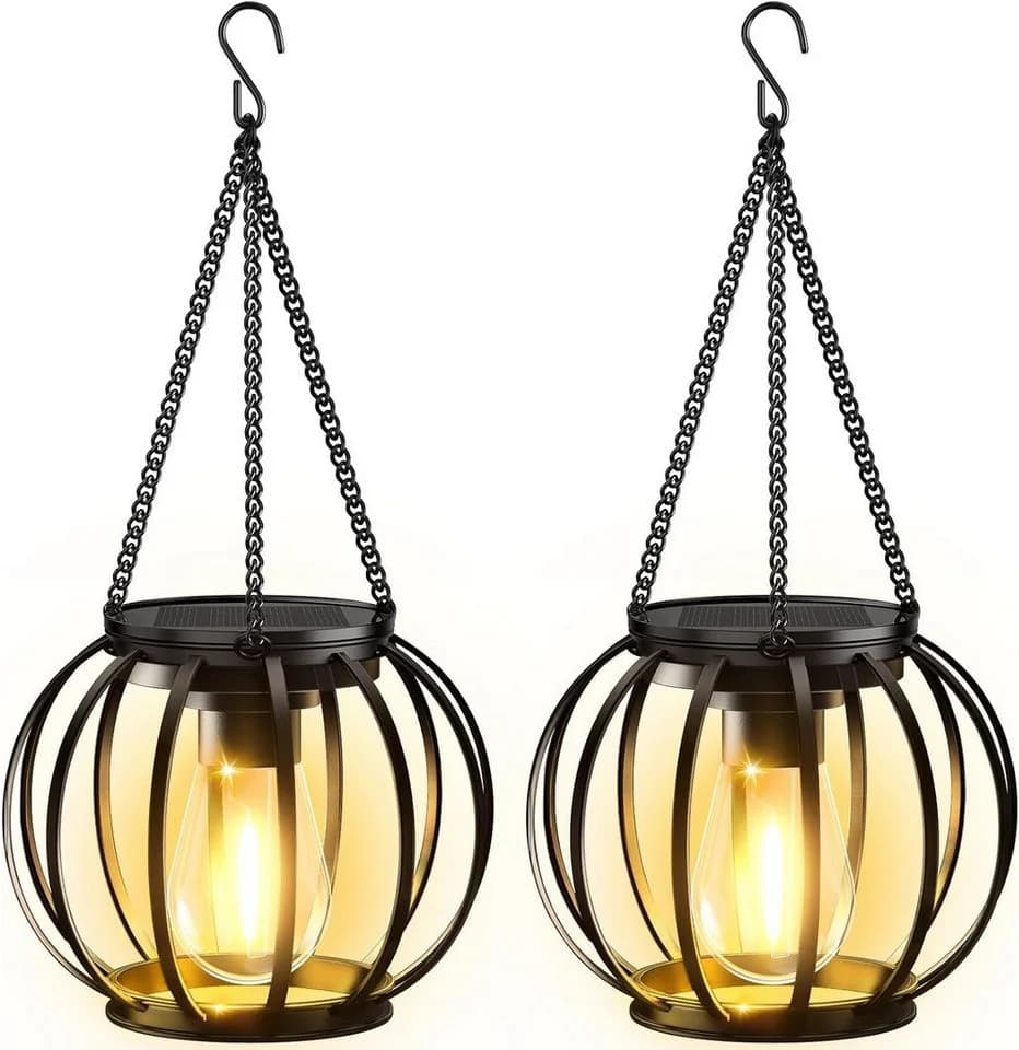 FELIXLEO Solar Hängelampen 2 Stück Metall Laternen Garten LED IP65 - Bild 2