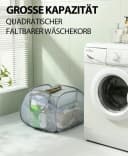 FELIXLEO Faltbarer Wäschekorb Pop-Up Grau mit Seitentaschen Bild 1